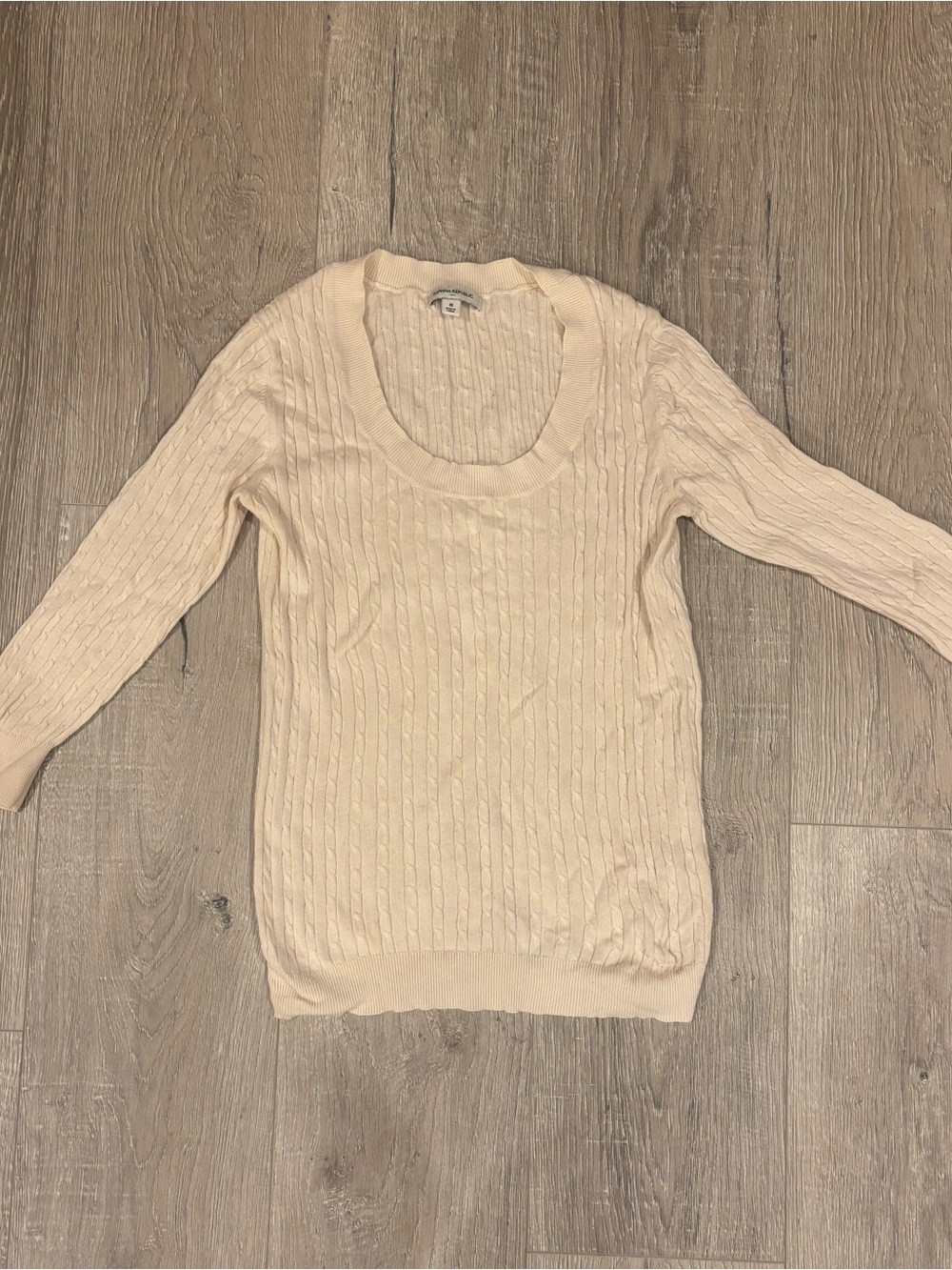 Banana Republic Women's Cream Cable Knit Scoop Neck Sweater